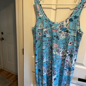 Floral Blue Sleeveless Dress